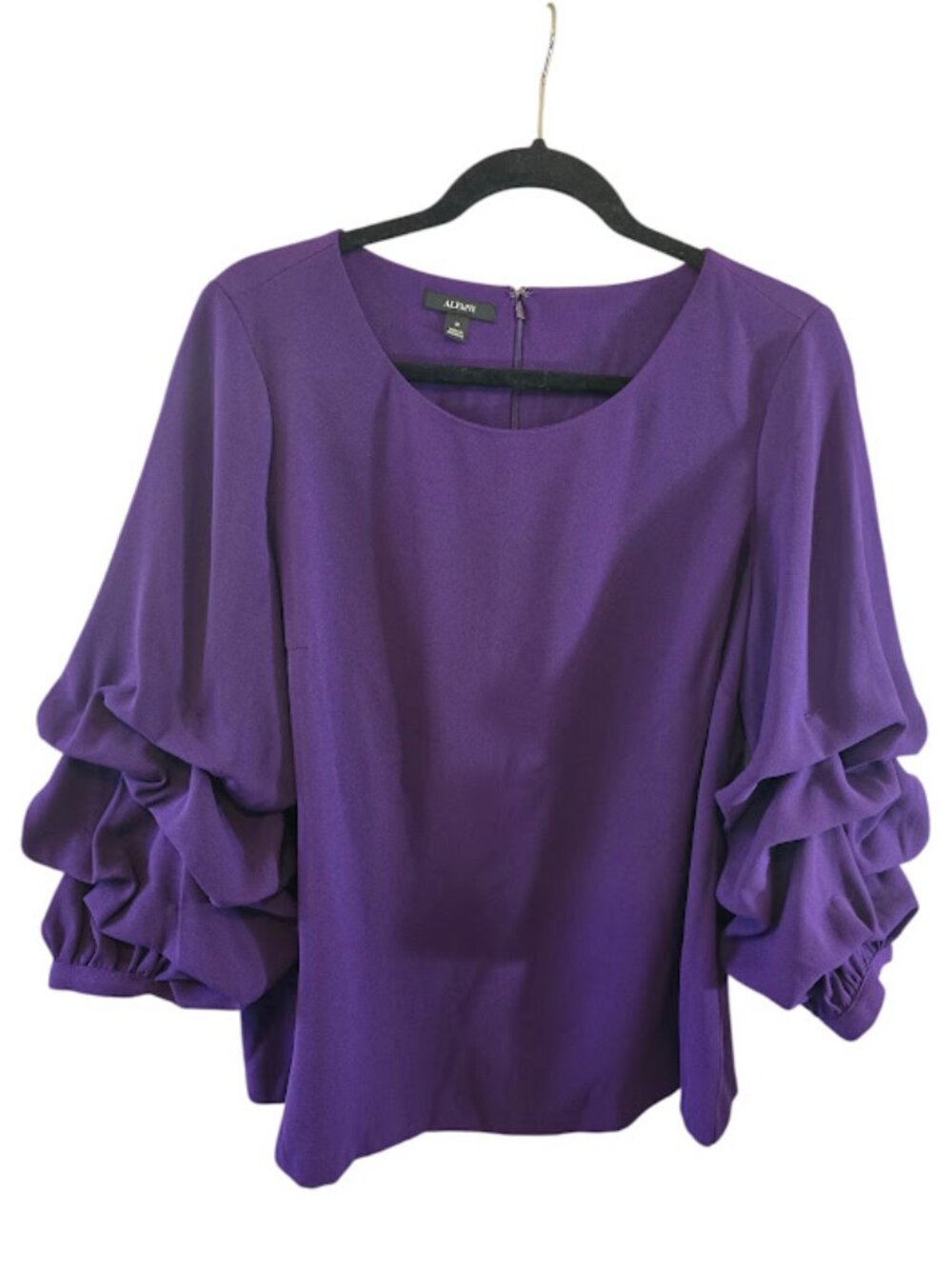 Purple ruffle sleeve top Alfani size medium special occasion party evening